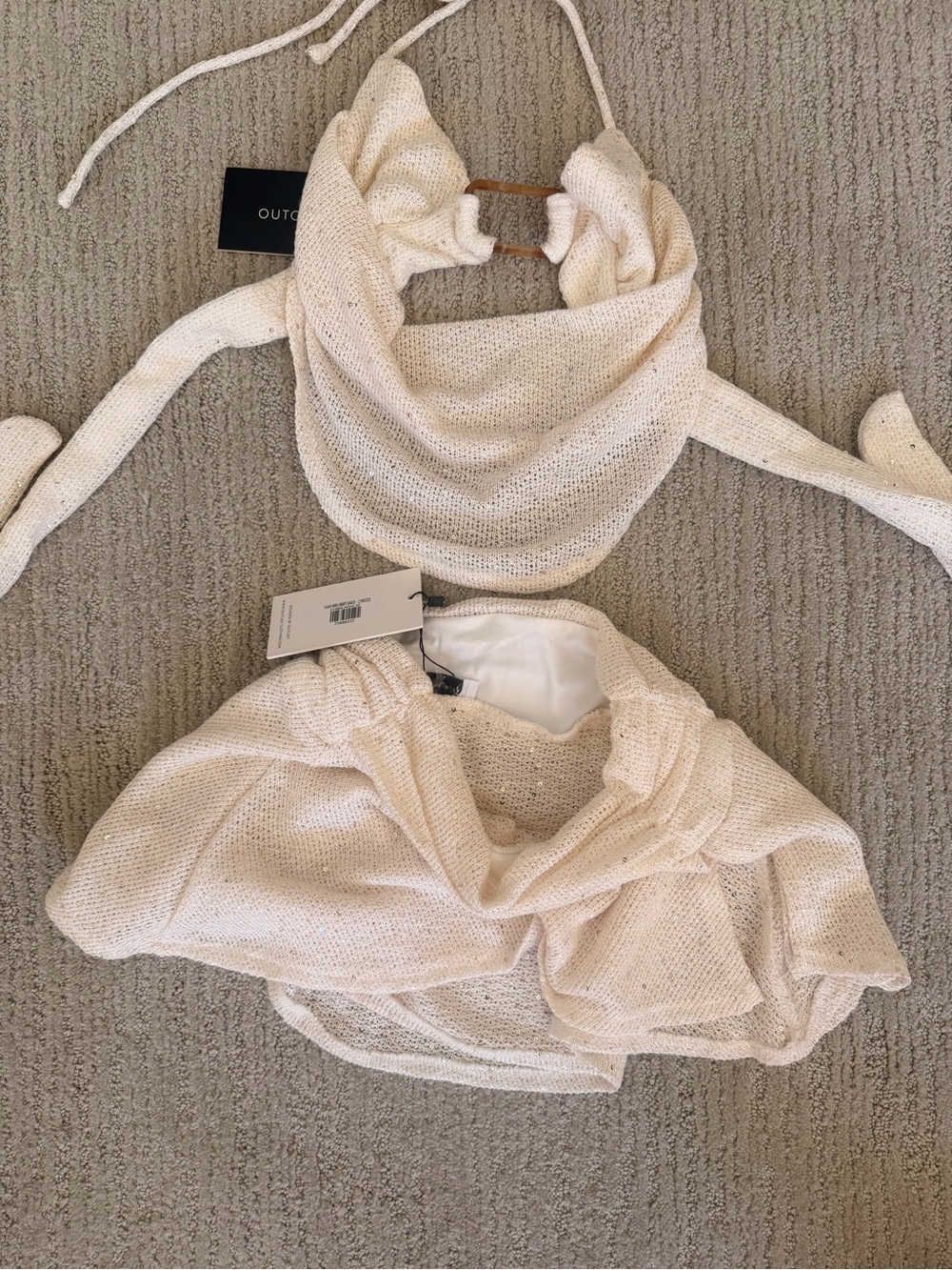 Outcout Cream Knit Set with Ring Detail